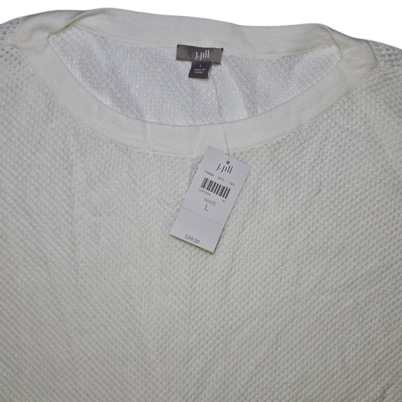 NWT Women's J Jill Sweater, L, White Textured Knit Top 3/4 Sleeve MSRP $59 - Picture 3 of 5
